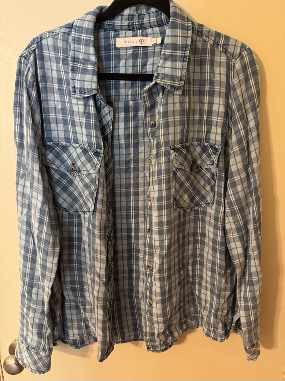Light Blue Plaid Button-Down Shirt - Billy T